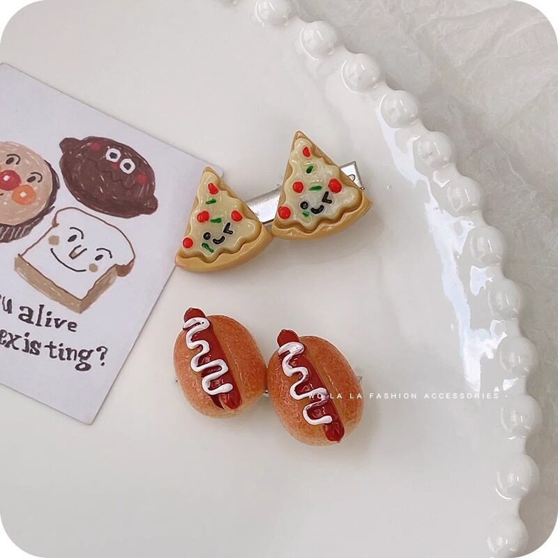 Fun hamburger hairpin hair accessories bangs side clip ins sweet funny simulation hairpin duckbill clip side clip hair accessories