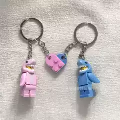 New Couple Bag Building Blocks Keychain Pendant Hot Selling Assembled Building Blocks Shark Baby Keychain Wholesale