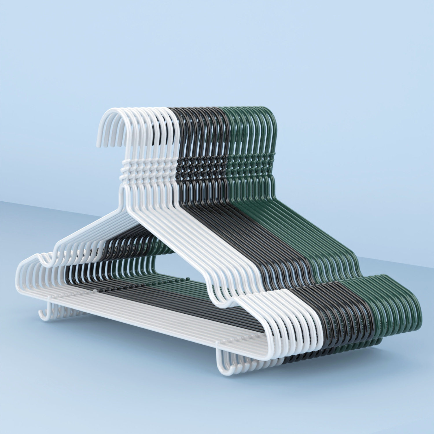 Plastic coated hanger black white seamless non-slip thickened adult clothes rack clothes hanger clothes hook balcony drying clothes hanger