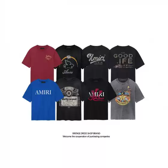 Trendy Brand Round-Neck Casual Style Short-Sleeve Pure Cotton Men's T-Shirt, Soft Printed Washed Vintage Heavy Base Shirt for Men