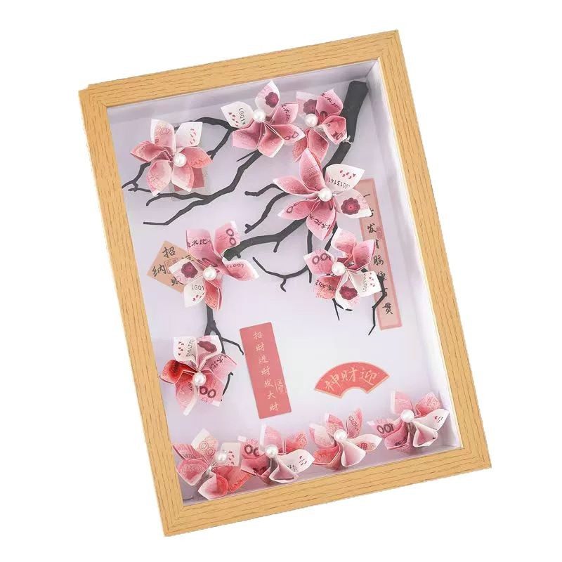 Christmas tree rich flowers DIY paper money Christmas tree photo frame ornaments paper money coins Christmas tree photo frame creative gifts