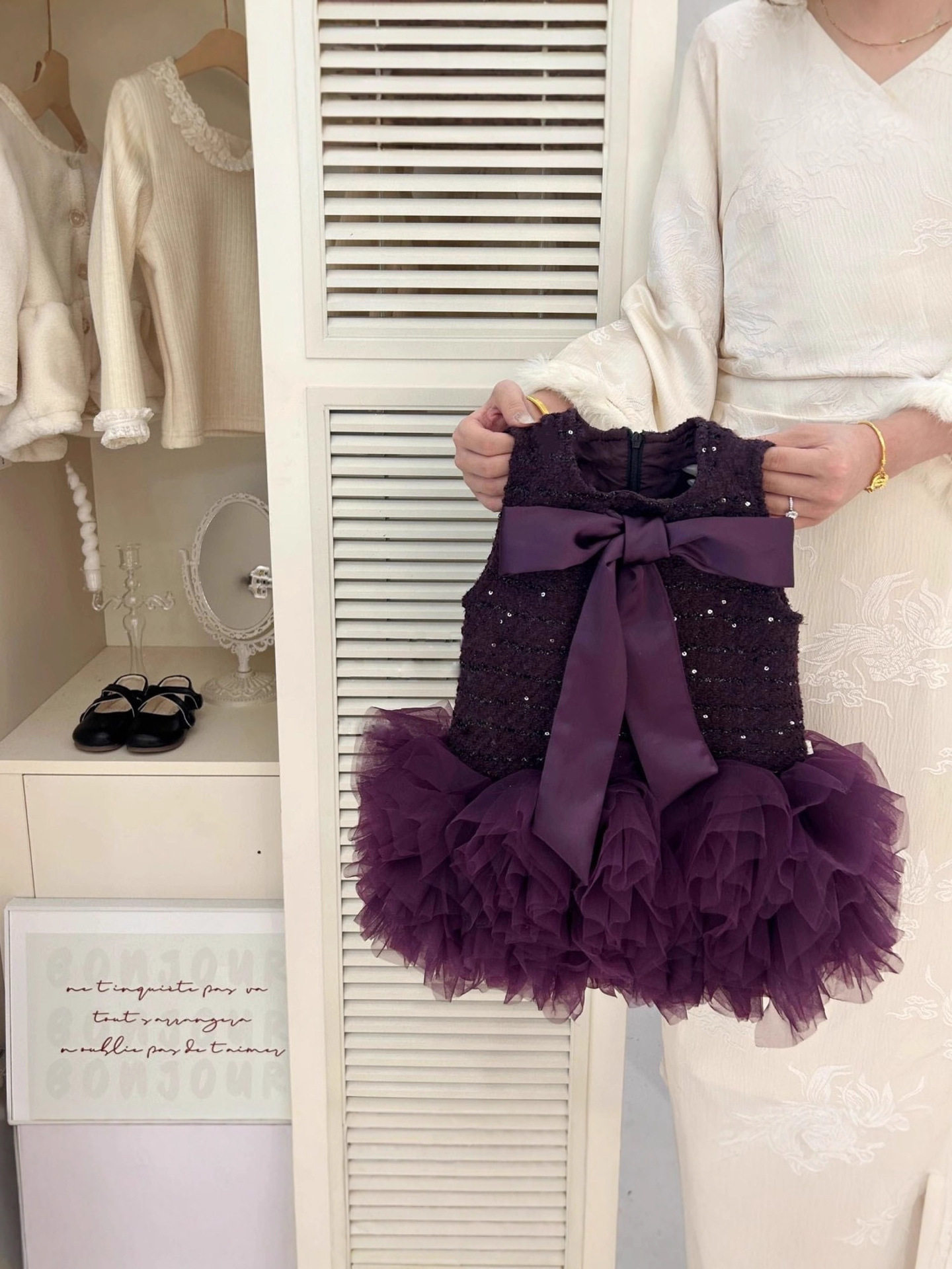 Girls dress skirt autumn and winter small fragrant bow birthday princess dress vest dress for children