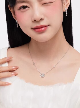 S999足银心动猫项链轻奢小众可爱猫咪灵动吊坠纯银锁骨链送女朋友