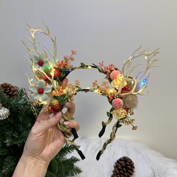 New Antler Headband Headdress Forest Style Super Fairy Luminous Small Antlers Christmas Elf Holiday Photo Hair Headband