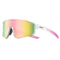 DZ-S1412-B-17 Matte Transparent Frame, Gradient Pink Temples, Black Logo at Temple Tips, Pink Lens, Single Piece (No Packaging)