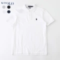 Cotton polo shirt-white sapphire blue label