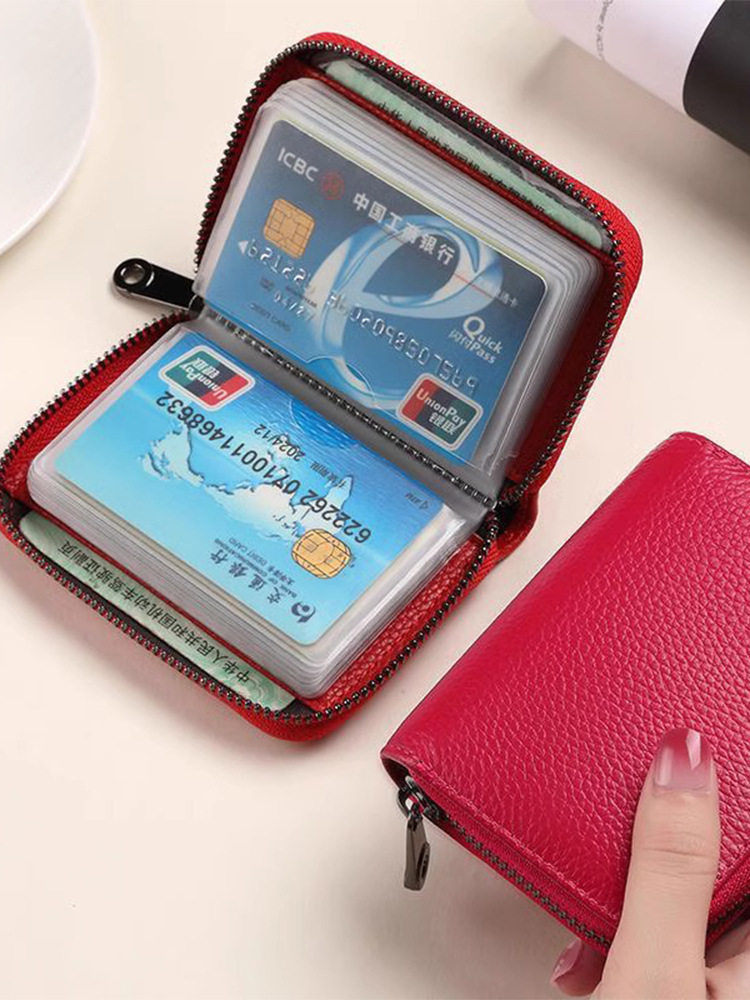 Real Hand Quality Card Bag Men's Exquisite High-end Women's Anti-degaussing Ultra-thin Certificate Multi-card Large Capacity Card Jacket Compact