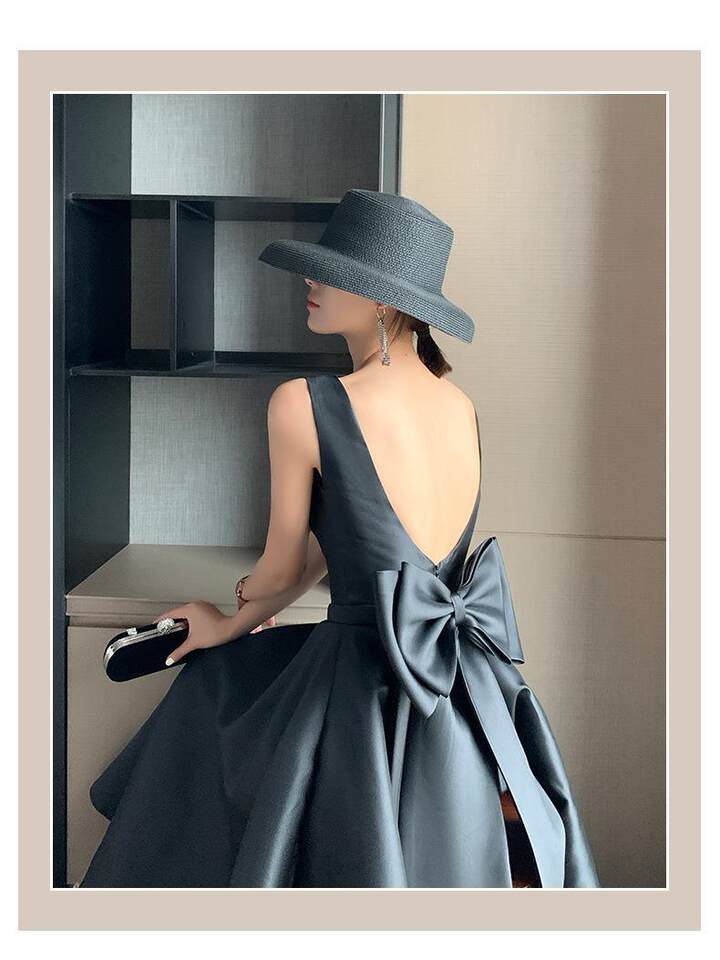 Váy Dạ Hội Nữ Phong Cách Hepburn Dự Tiệc Sinh Nhật dáng chữ A Chiết Eo Màu Đen chi tiết 11
