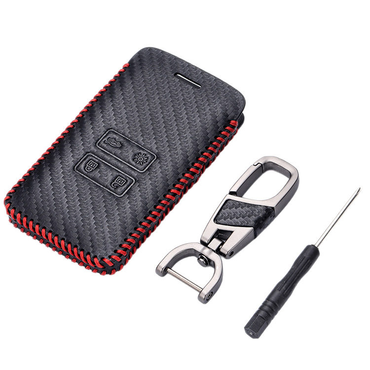 Suitable for Renault Dacia Koleos Leather Cover Carbon Fiber Texture Key Bag Renault Key Bag Leather
