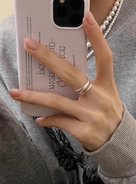 YIN银次元ins小众设计感925纯银交叉镂空戒指时尚个性指戒可调节