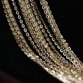 S925 Sterling Silver Necklace Plated with 14K Gold Thin Single Chain Plain Chain Extremely Fine DIY Versatile Naked Chain Women's O-Shaped Clavicle Chain