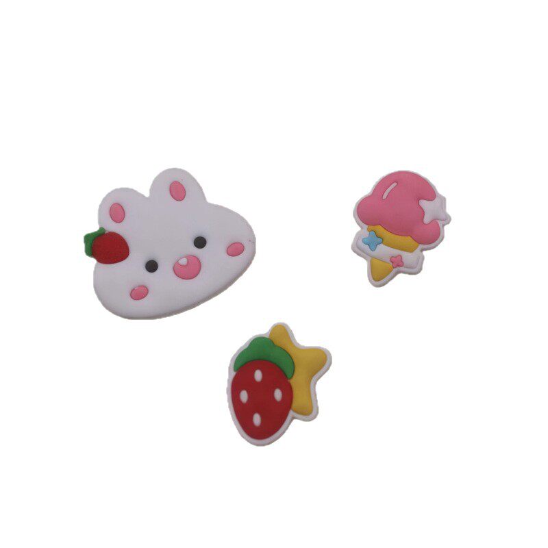 Pvc Soft Glue Patch Thermos Cup Sticker DIY Hole Shoe Refrigerator Sticker 3D Cute Cartoon Letters Animal Candy Rainbow