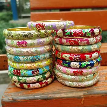 Vintage Openwork Cloisonné Bracelet with Oil-Drip Floral Design, Chinese Style Hollow Round Bracelet for Women, Alloy Bracelet Wholesale