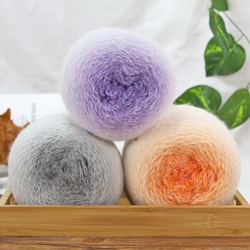 Qinglan Gradient Long Plush Yarn Ball Handmade DIY Crochet Blanket Thread Coaster Cake Thread