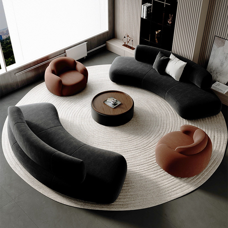 厂家定制现代风弧形沙发民宿酒店洽谈沙发服装店办公室会客厅沙发