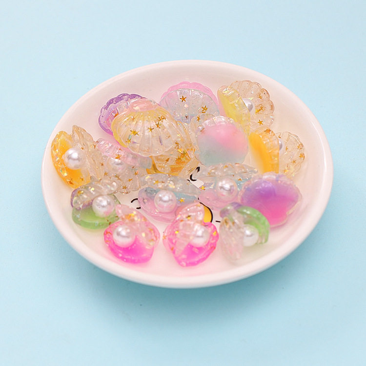 Simulated Pearls, Colorful Shells, Children's Mini Toys, Miniature Small Ornaments, Resin Accessories, Wholesale Food and Play Trinkets