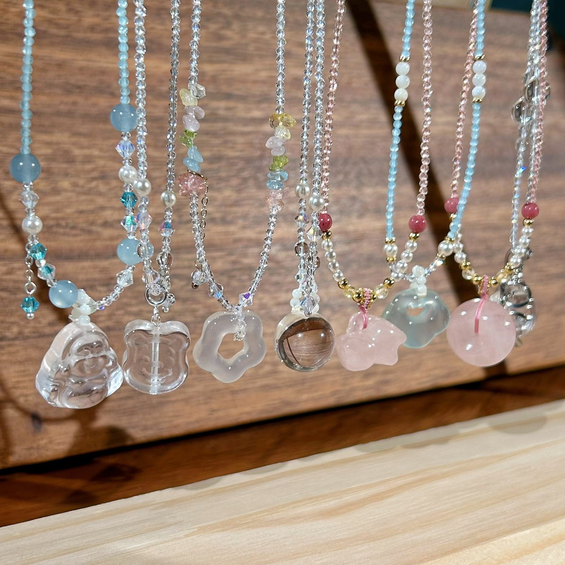 2025 Design Natural Crystal Necklace Chalcedony Necklace Atmospheric Pink Necklace Female Gift Summer Chinese Style