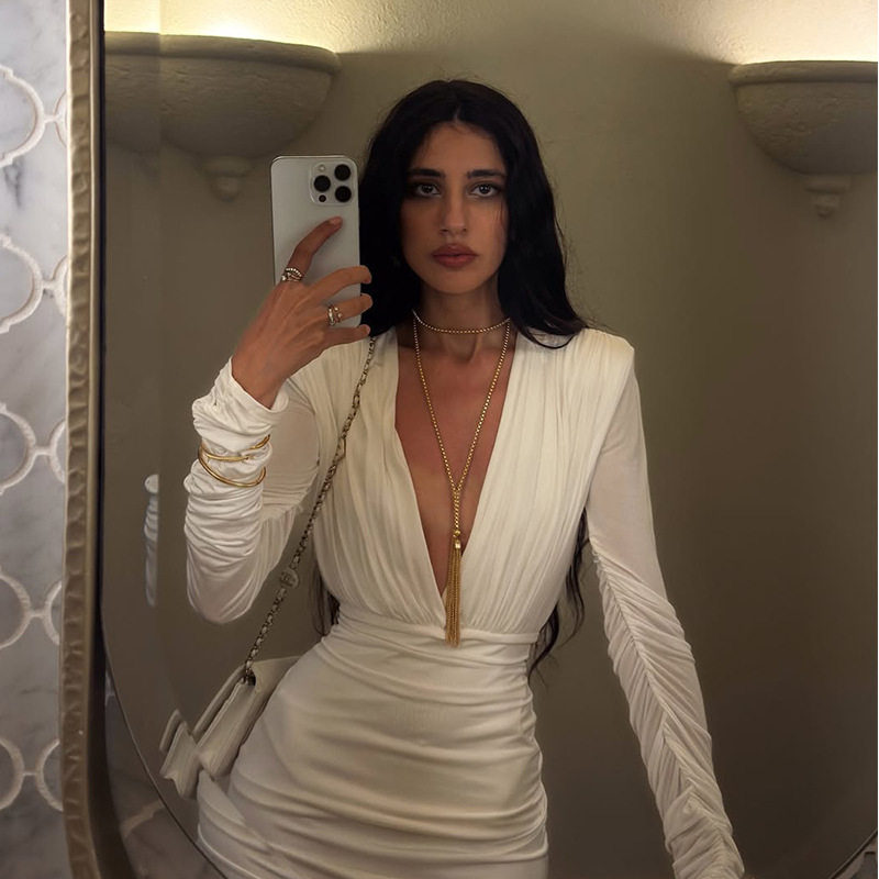 V Neck Long Sleeve Ruched Bodycon Dress Sexy Fit Elegant Style Perfect for Parties Wholesale Available