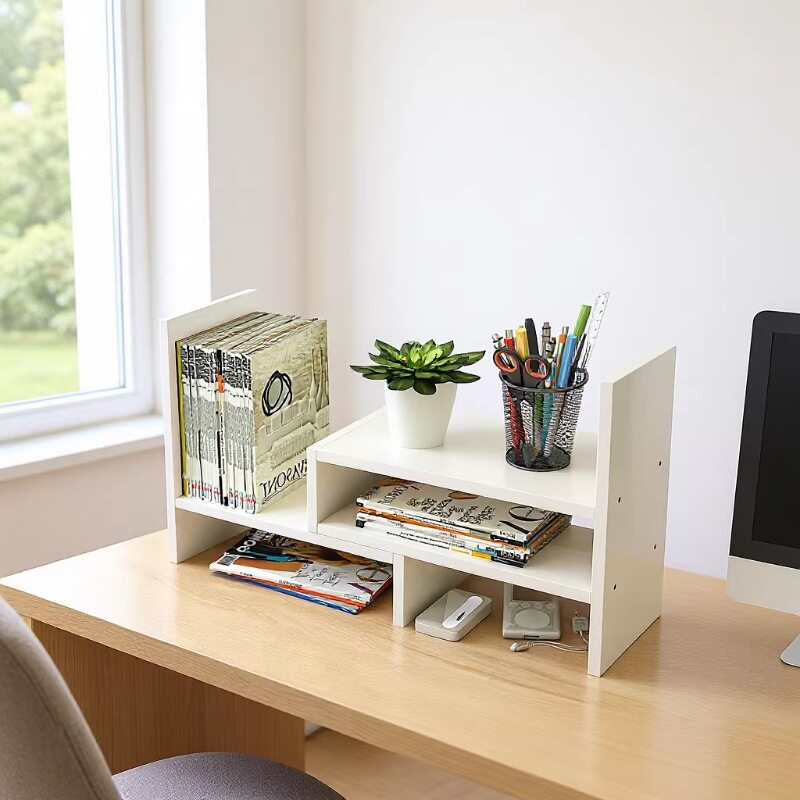 S Desktop small bookshelf Storage rack Telescopic rack Compu...