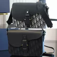 Spring and Summer New Men's Bag Saddle Bag Cowhide Postman Canvas Flip Bag European and American Fashion Business Shoulder Crossbody Bag