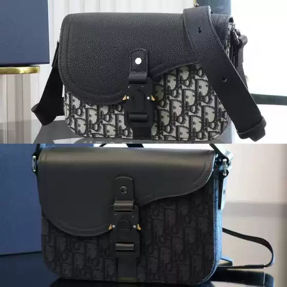 Spring and Summer New Men's Bag Saddle Bag Cowhide Postman Canvas Flip Bag European and American Fashion Business Shoulder Crossbody Bag