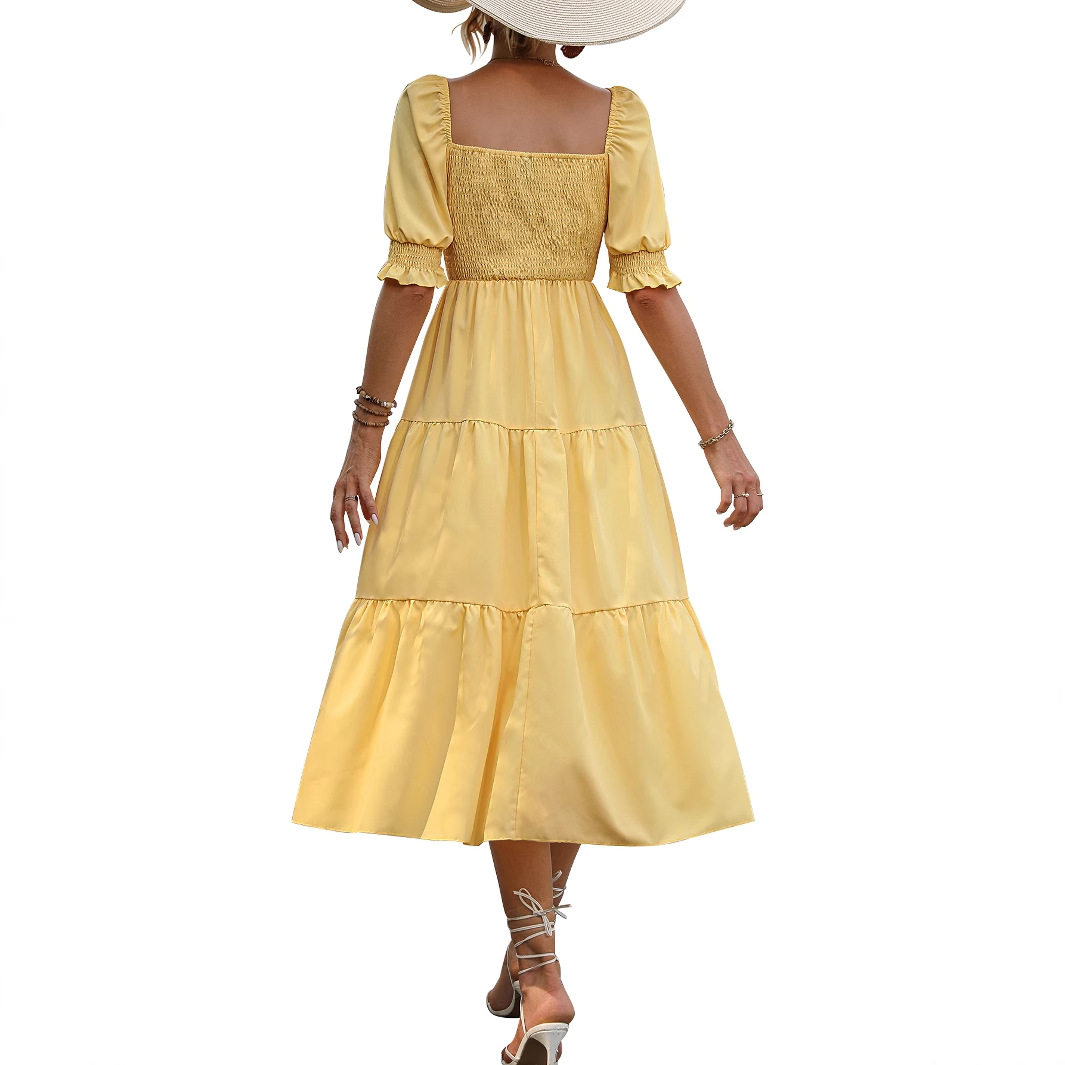 Spring Womens Dress Elegant Waist Defined Design Trendy Style Suitable for Casual Occasions Wholesale Available
