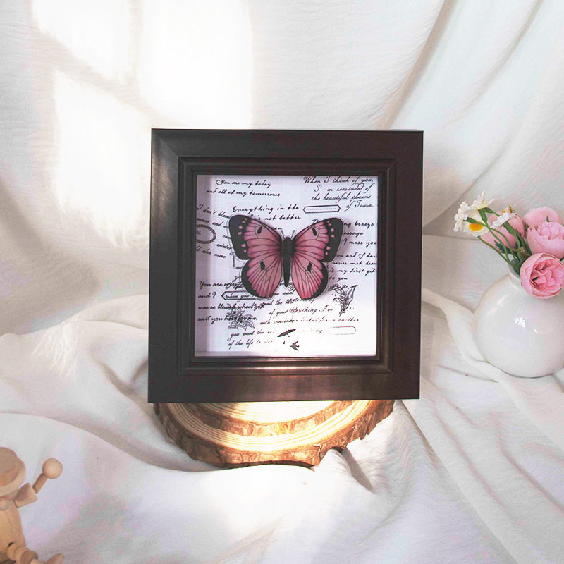 European and American Retro Glass Stereo Photo Frame Hollow Specimen Frame Butterfly DIY Mounted Display Frame 2cm Square Photo Frame