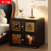 Retro Bedside Table Small Bedside Home Creative Black and White Retro Bedroom Antique Style Storage Storage Bedside Table