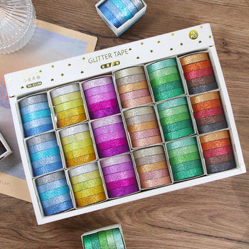 Glitter color tape set creative DIY stationery Journal stickers student diary journal tape material Film