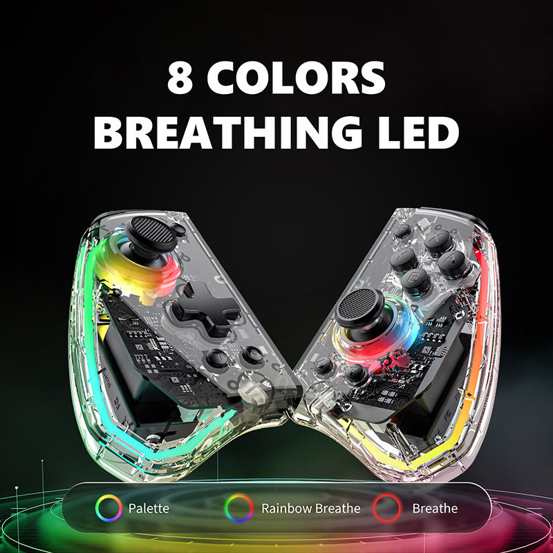 switch Bluetooth left and right handle color light six-axis body sense continuous hair wake-up RGB light OLED wireless handle KS40