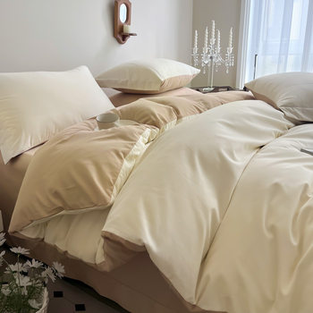 100-Count Four-Piece Export Pure Cotton Type a Australian Double American Queen Bed Sheetss and Fitted Bed Sheetss Customized Size