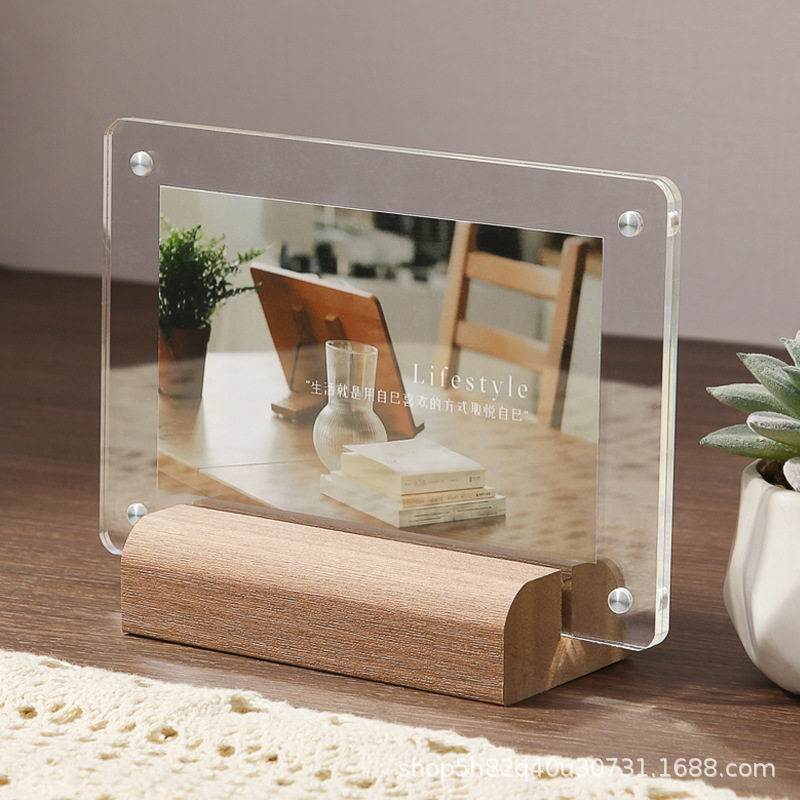 Transparent acrylic photo frame ins photo frame 6 8 inch specimen leaf carving display frame empty frame magnetic belt lamp table