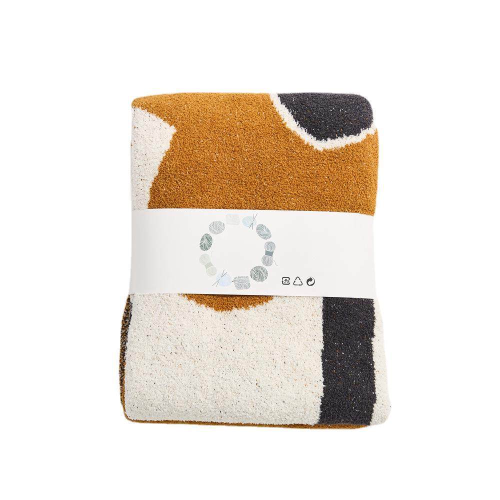 Ruijing Textile Manufacturer Wholesale Half Velvet Knitted Thread Blanket Winter Soft Decoration Matching Sofa Throw Blanket