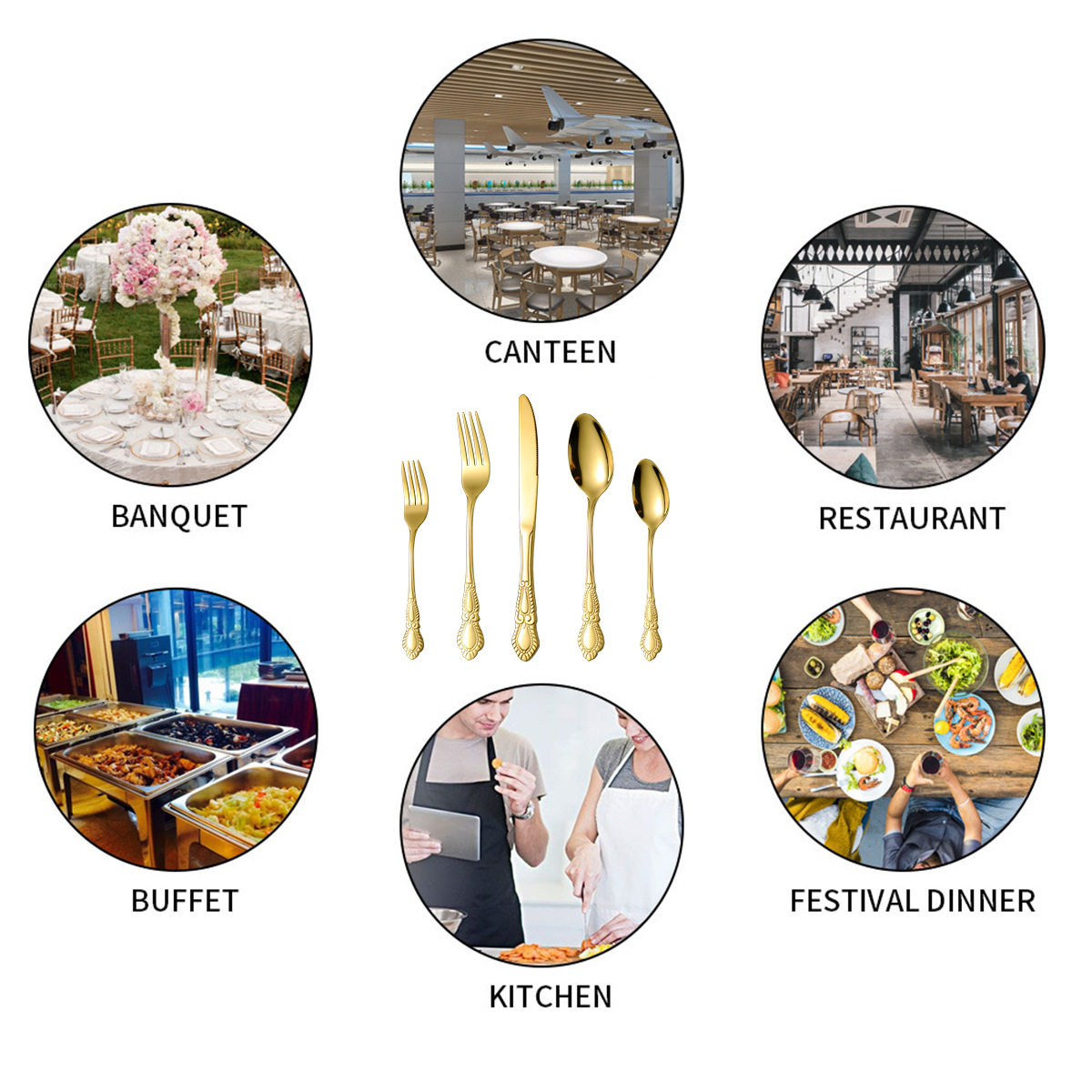 Cross-Border Amazon Stainless Steel Tableware Peacock Flower Knife, Fork and Spoon Set Western Steak Knife and Fork Hotel Dessert Spoon