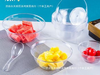 Wholesale Disposable Bowl Plastic Bowl Ps Material Transparent Hard Crystal Bowl Rice Bowl Soup Bowl Salad Bowl Aviation Bowl