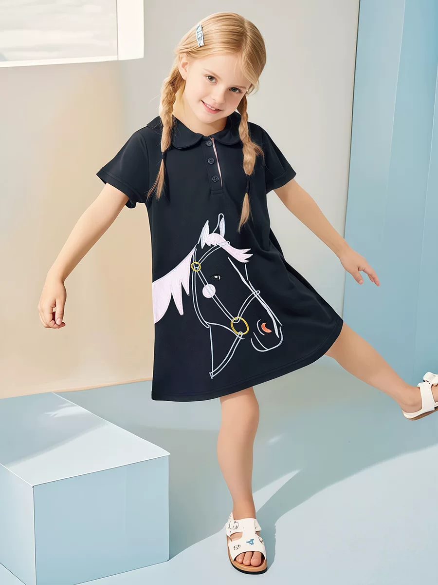 Girls' Short-Sleeve Dress Wholesale from Factory, Summer Kids' Dress