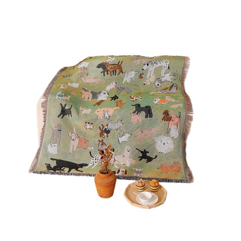 Dog paradise blanket cotton blanket cartoon cute pet dog blanket single sofa blanket blanket blanket