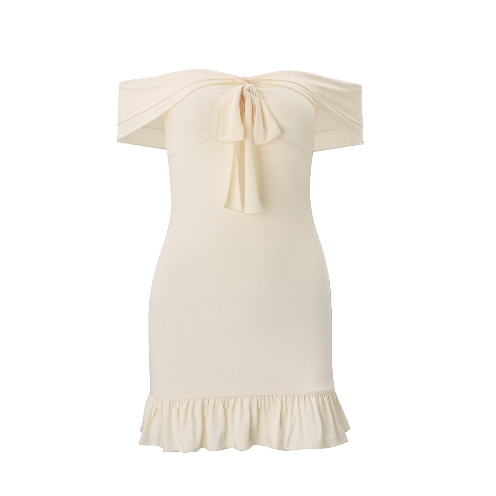 French Style Off Shoulder Ruffled Bodycon Dress Summer Collection Slim Fit Elegant Design Wholesale Available