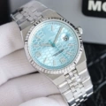 Men's white steel blue plate-40mm