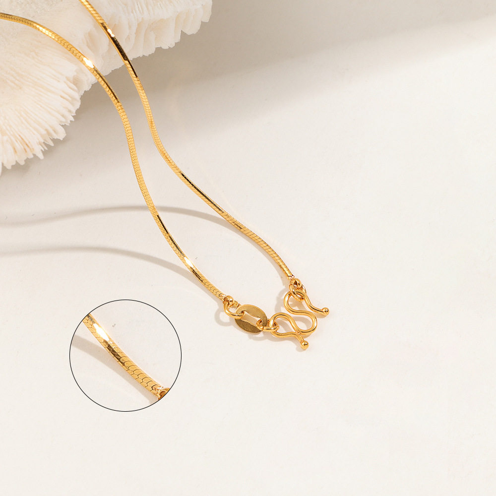 钛钢不掉色M扣蛇骨链2024新款项链女简约颈链百搭通勤素链锁骨链