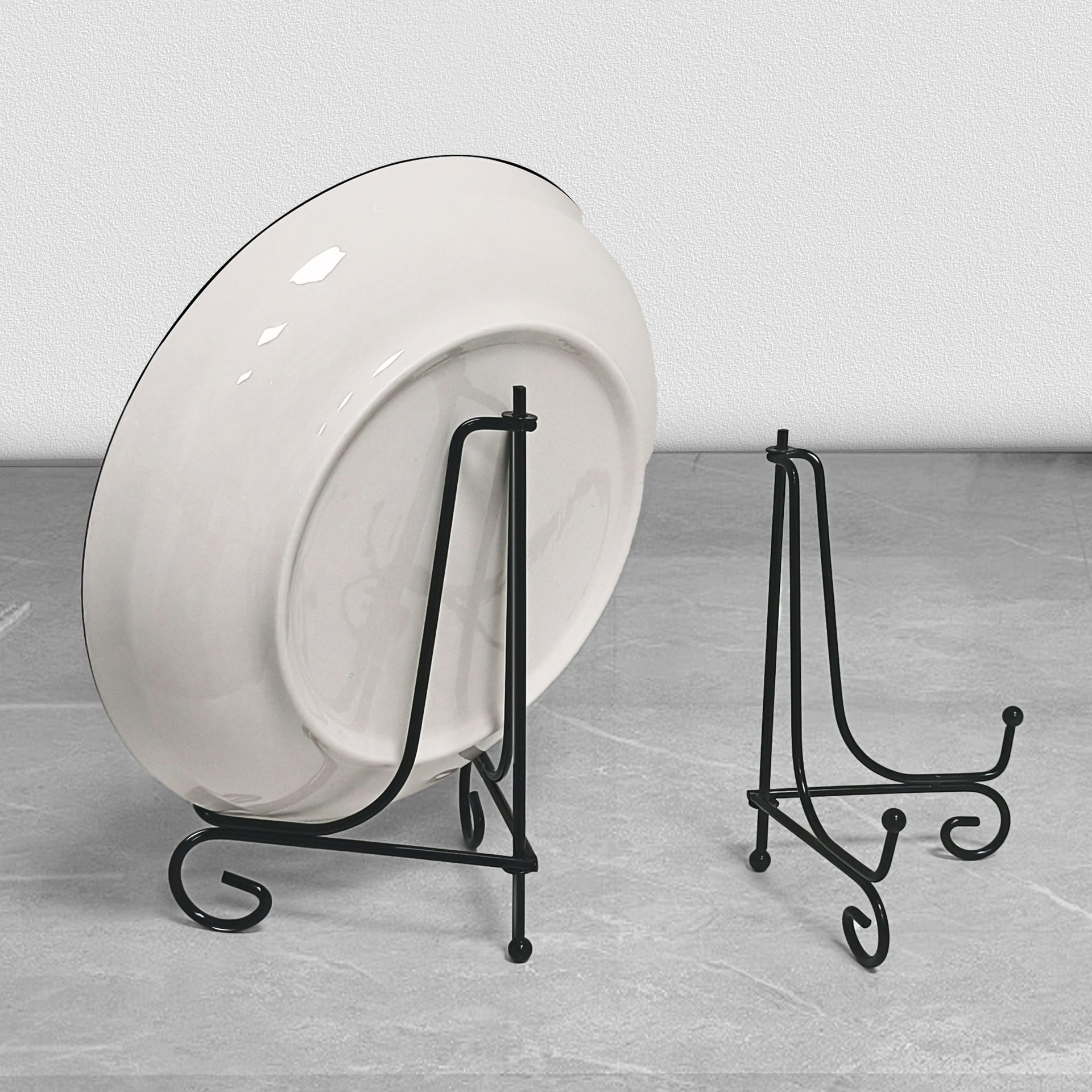 Foldable Iron Art Stand for Displaying Dishes, Tea Cakes, Clocks, and Plates; Kitchen Tabletop Storage Rack