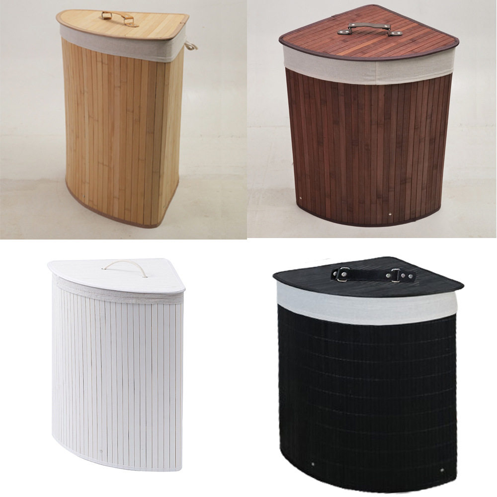 Cross-border triangle bamboo laundry basket laundry basket bamboo folding woven clothes storage bucket wholesale a generation of TEMU