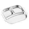 Temu Cross-Border Direct Sales 304 Stainless Steel Fat-Reducing Plate Double-Eared Square Three-Compartment Plate Household Quantitative Divided Meal Plate