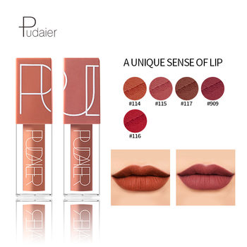 Pudaier Export Hot Selling Lip Gloss Nude Makeup Matte Matte Velvet Liquid Lipstick Non-Stick Cup Five-Color Lip Glaze