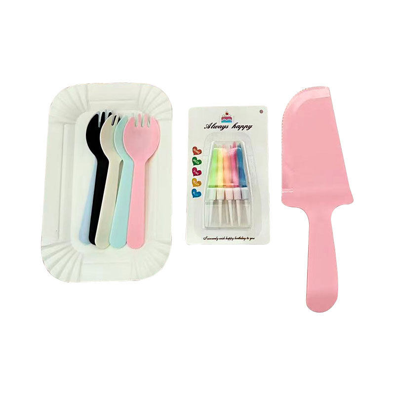 Birthday Cake Cutlery Set Gift Box Packaging Party Cutlery Disposable Cutlery Plate Fork Party