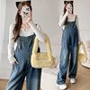 Real shot maternity clothing new style suspenders temperament drawstring pregnant women Denim suspenders knitted solid color bottoming shirt suit