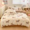 Winter Double-Sided Thickeneded Milk Coral Velvet Quilt Cover Single Piece Fleece-Lined 150X200 Flannel Quilt Cover Three or Four Piece Set