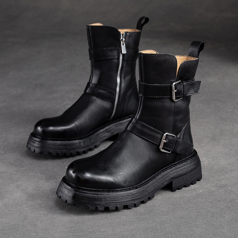 (Mới) Mã B2774 Giá 3680K: Giày Boot Cổ Thấp Nữ Jiaime Hàng Mùa Xuân Thu Đông Phục Cổ Cổ Điển Giày Dép Nữ Chất Liệu Da Bò G06 Sản Phẩm Mới, (Miễn Phí Vận Chuyển Toàn Quốc).