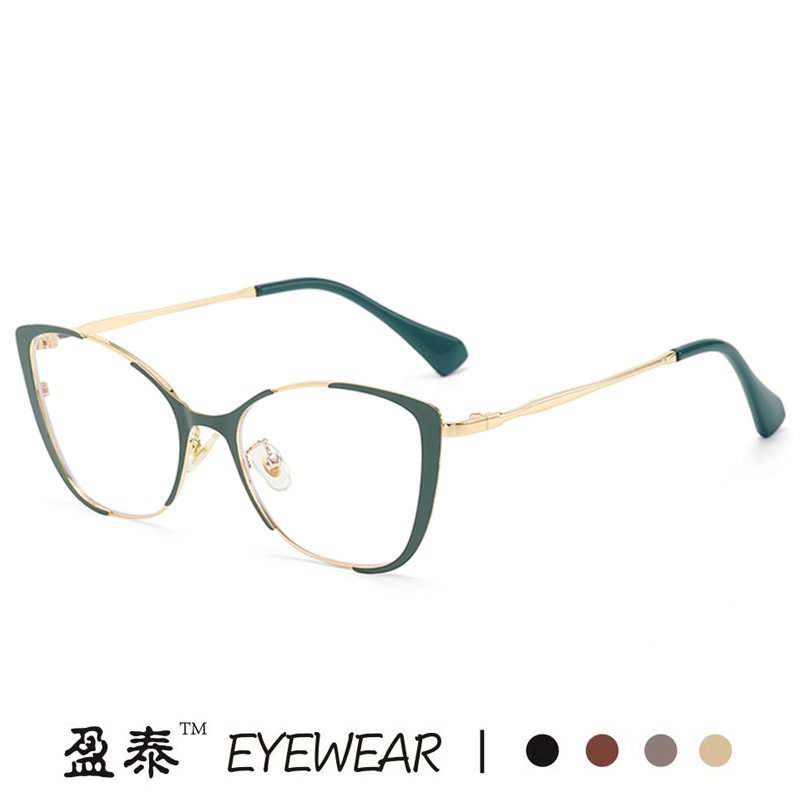 Anti-blue light cat eye retro glasses frame 2023 new plain glasses European and American metal paint fashion cross-border glasses frame