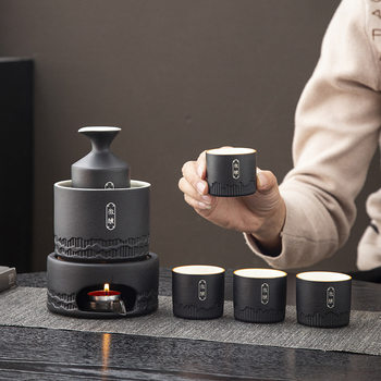 Drunken Wine Temperer Hot Wine Pot Ceramic Japanese-style Household Wine suit Liquor Candle Heating Wine High-end Gift Box